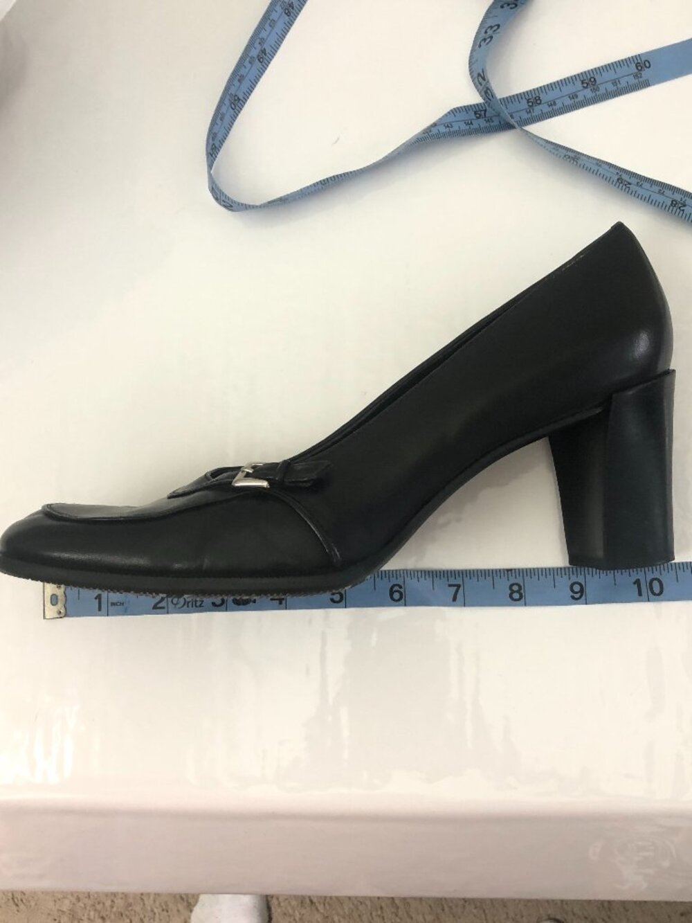 Franco Sarto Women's Classic Black Block Heel Pump Shoes  3 1/2" Heel Sz 10 1/2 - Picture 13 of 13